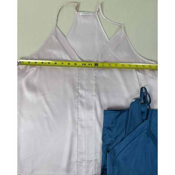 Ekouaer Polyester Satin Camisole Racerback Tank Top Lot - Pink And Teal Size XL - Picture 5 of 10
